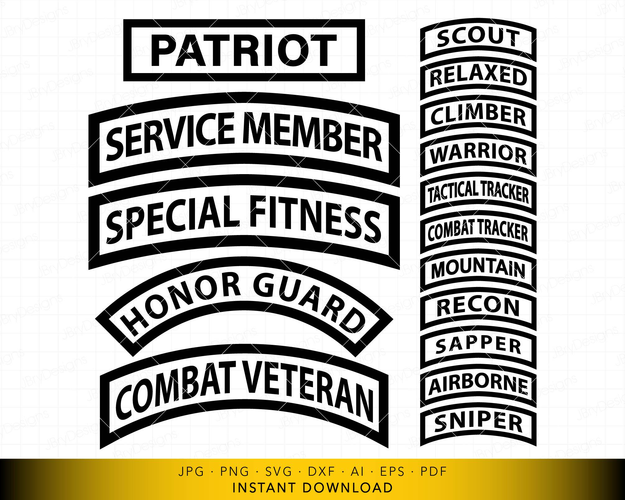 Army Rocker Tab Military Tabs SVG, Tactical Patch Rocker Cut File, Veteran Service ...