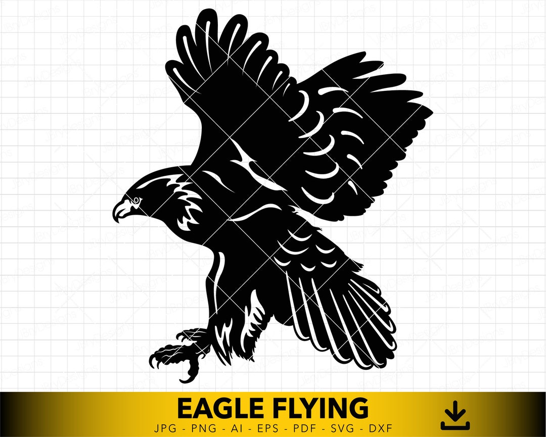 Flying Eagle Svg, Eagle Svg, Flying Bird Silhouette, Eagle Sideways Svg ...