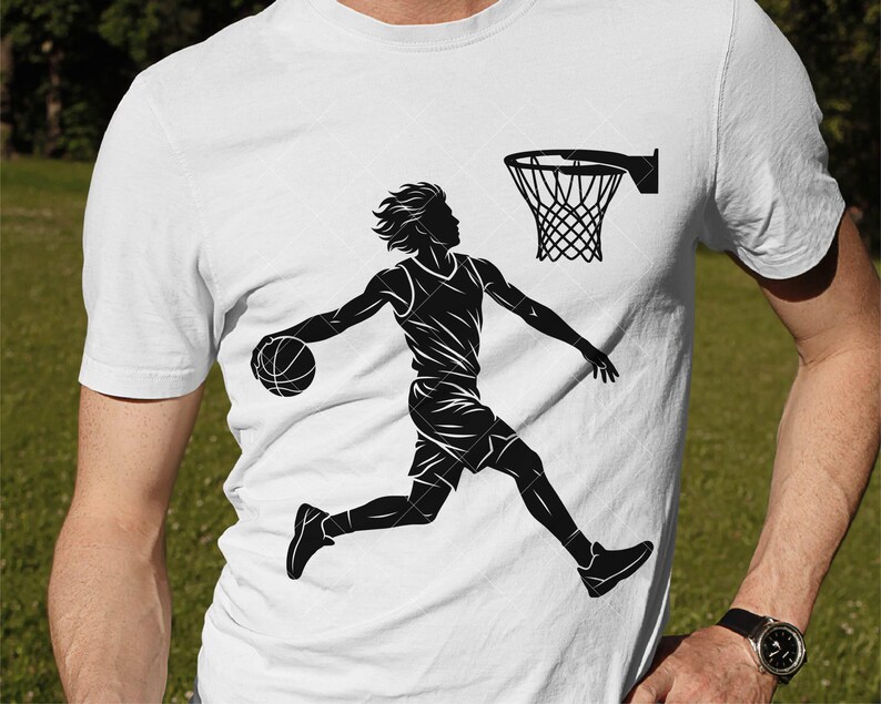 Basketball Dunk SVG, Slam Dunk Player Silhouette Cut File, Athletic ...