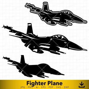 Fighter Jet SVG, Fighter Jet Silhouette, Air Force SVG, Military Aircraft SVG, Air Force Fighter Jet, Vector File for Cutting and Engraving