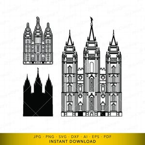 Historic Gothic Architecture SVG, Classic Monument Building Line Art, Detailed Architectural Landmark Vector for CNC, Laser & Wall Decor