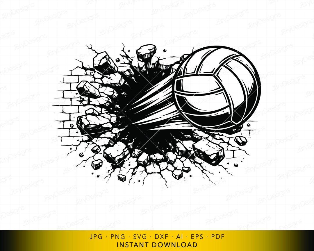 Volleyball Exploding Svg Volleyball SVG, Power Spike Impact Design, Sports Vector, Competitive ...