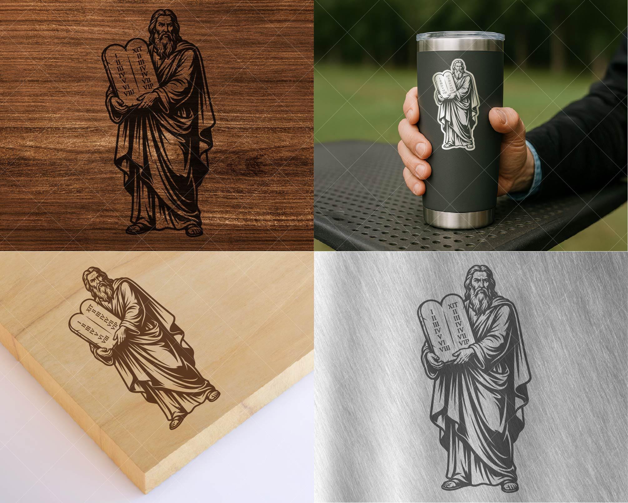 Moses Ten Commandments SVG, Biblical Prophet Holding Tablets Cut File ...