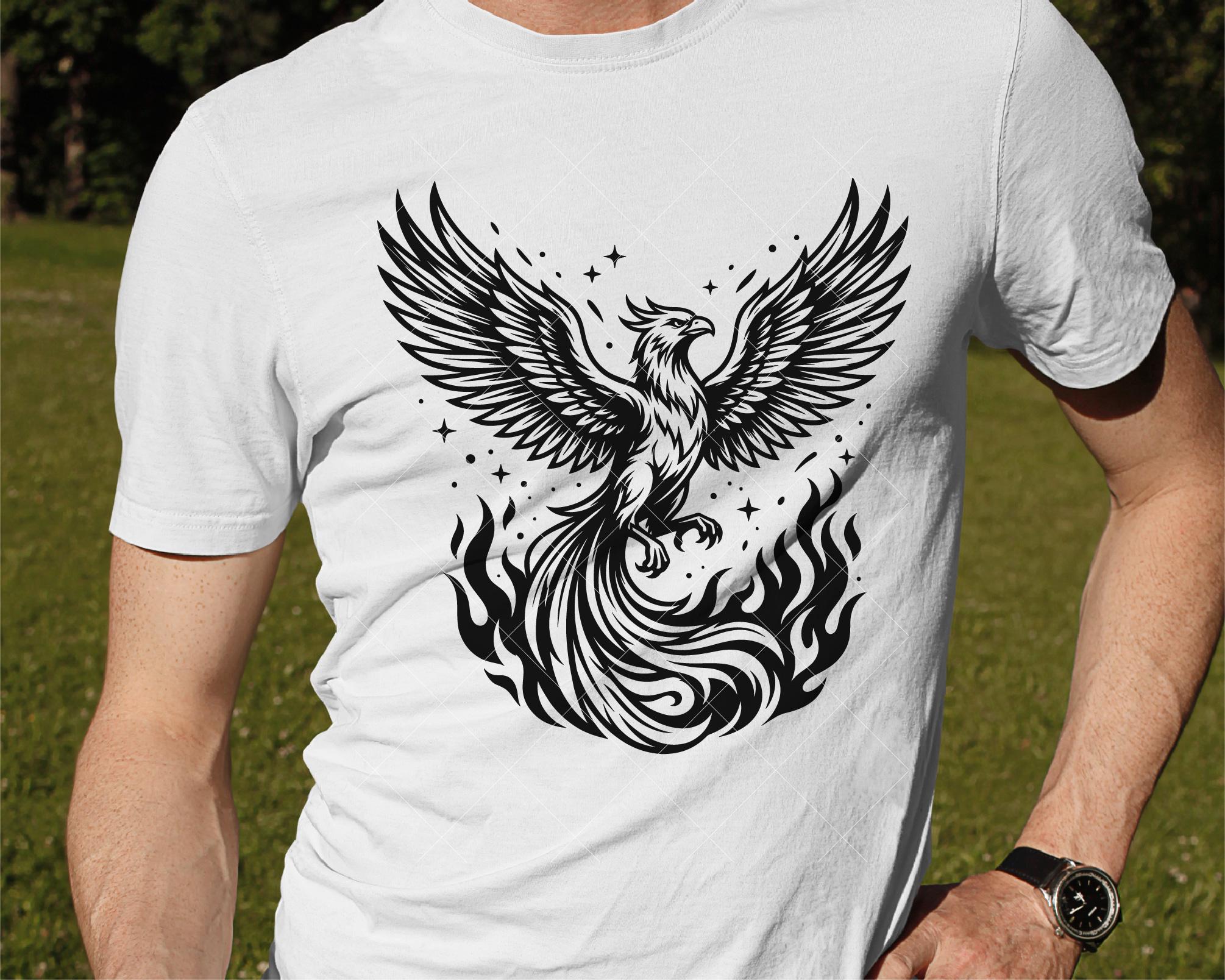 Phoenix SVG, Mythical Fire Bird Rebirth Symbol Cut File, Detailed Wings ...