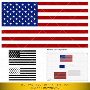 Layered USA Flag SVG | American Flag Cut File for Cricut & Laser