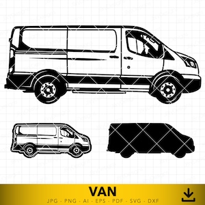 Van svg, Camper Van Silhouette, Vehicle Camping svg, Motorhome dxf, Archivo vectorial para corte y grabado, Vehículo svg 2.