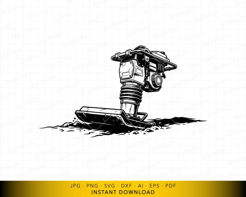 Plate Compactor SVG, Soil Compaction at Work Illustration, Heavy ...