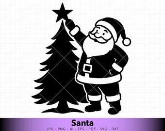 Santa Christmas Tree SVG · Cute Holiday Shirt Design · Festive Winter Craft File for Cricut and Silhouette