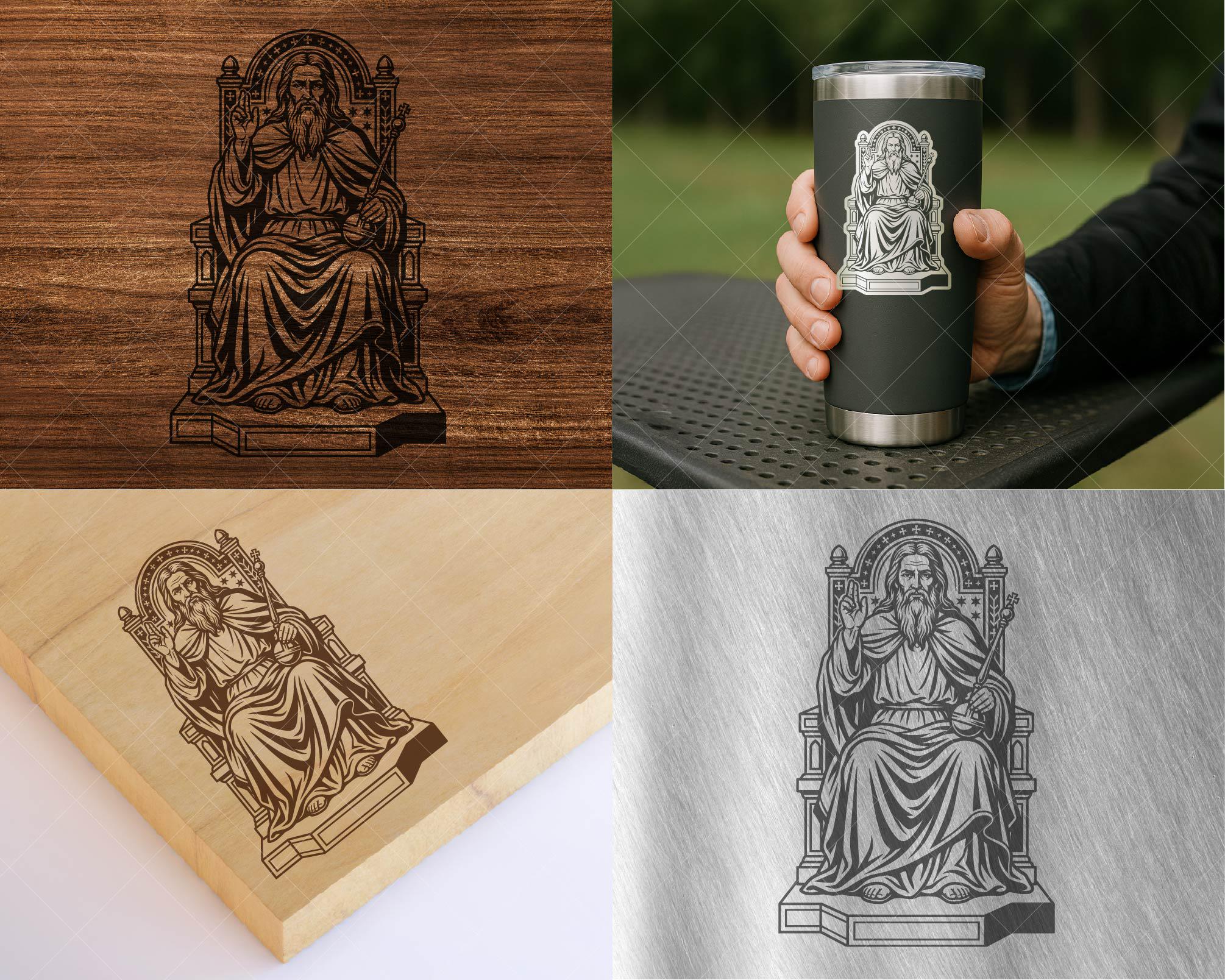God on Throne SVG, Christian Divine Ruler Blessing Gesture, Religious ...