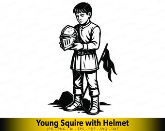 Criança segurando capacete de soldado caído em SVG, vetor de homenagem a um memorial de guerra para Cricut, arte para contar histórias de lembrança.