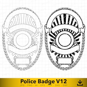 Blank Police Officer Badge svg, Police Officer svg, Custom Badge svg, Vector file for cutting and engraving V12