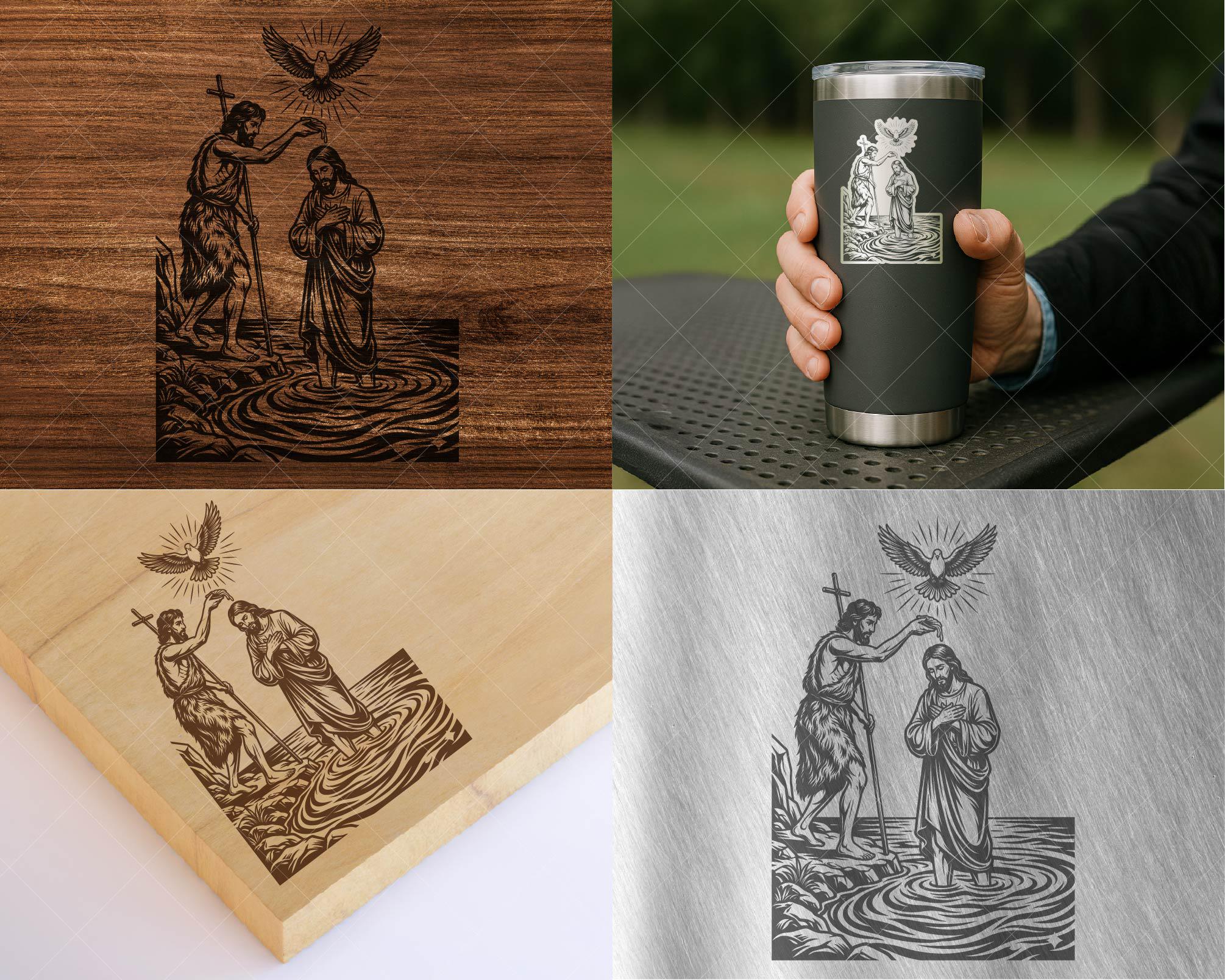 Baptism of Jesus SVG, John the Baptist Baptizing Christ Digital Cut ...