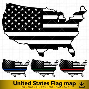 Mapa dos Estados Unidos svg, Estados Unidos svg, Mapa dos Estados Unidos com bandeira svg, Bandeira dos Estados Unidos svg, arquivo vetorial para corte e gravação 1