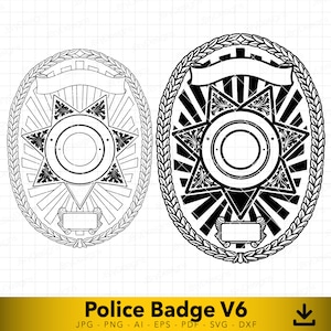 Blank Police Officer Badge svg, Police Officer svg, Custom Badge svg, Vector file for cutting and engraving V6