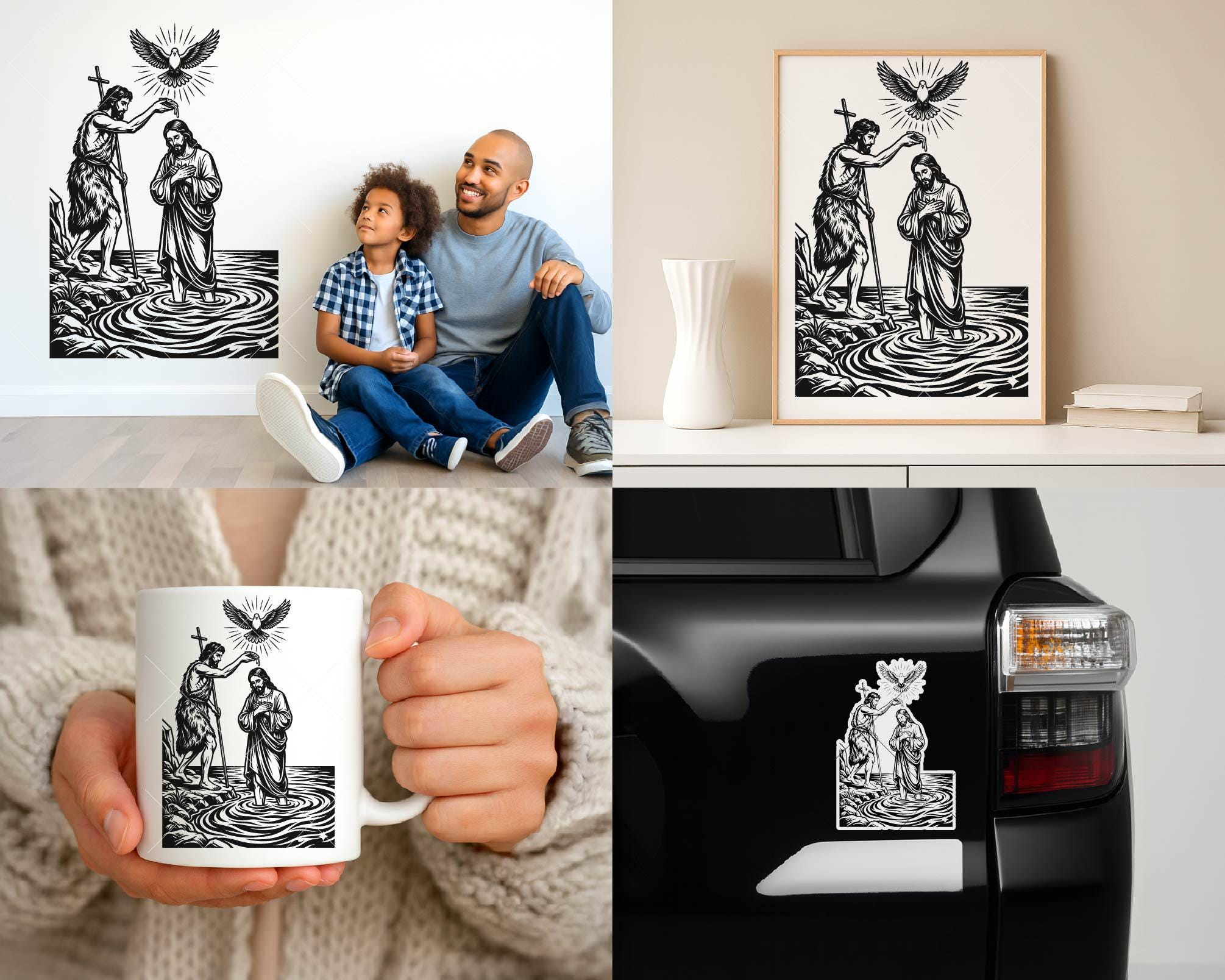 Baptism of Jesus SVG, John the Baptist Baptizing Christ Digital Cut ...
