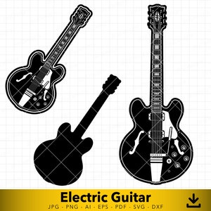 Electric Guitar svg, Guitar svg, Instrument Silhouette, Guitarist svg,  Guitar Vector, Vector File for Cutting and Engraving