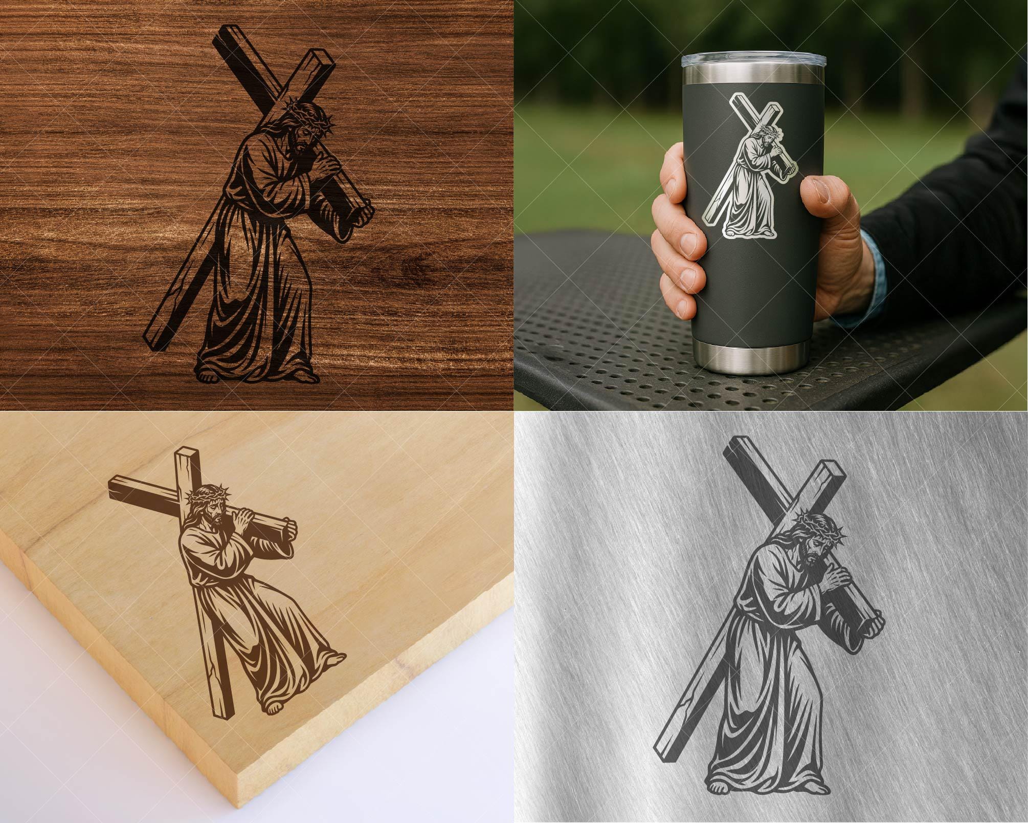 Jesus Carrying Cross SVG, Christian Faith Cut File, Biblical Sacrifice ...