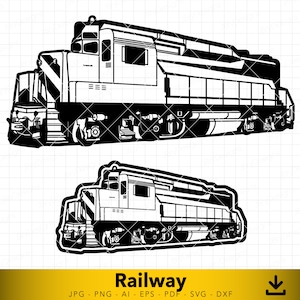 Ferrocarril svg, Vías de tren svg, Silueta ferroviaria, Tren dxf, Tren rápido svg, Archivo vectorial para corte y grabado