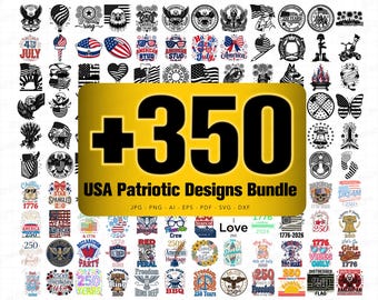 350 USA Patriotic Designs Bundle SVG, 250 Years 1776-2026 Anniversary Collection, 4th of July Digital Cut Files