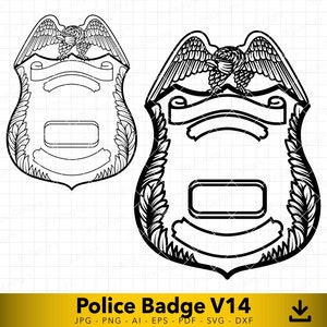 Blank Police Officer Badge svg, Eagle Above Badge svg, Custom Badge svg, Vector file for cutting and engraving, Police Officer svg V14