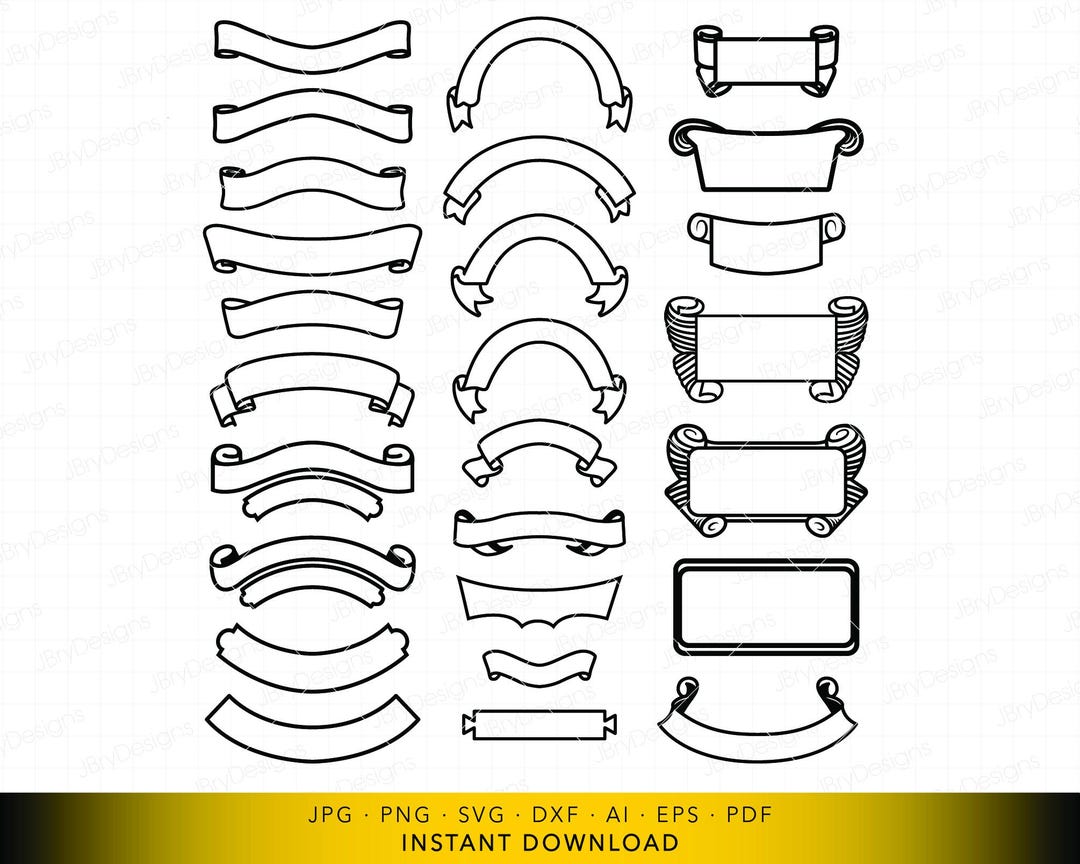 Blank Ribbon Banner SVG, Custom Label and Title Frames for Highlighting ...
