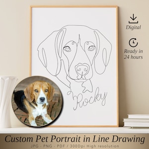Custom Pet Portrait in Line Drawing, Pet Drawing, Linear Art Illustration for Pets, Dog Line Drawing, Dog Portrait, Line Dog Tattoo