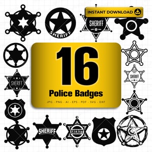 Blank Officer Badge svg, 6 Pointed Star Police Badge svg, Police Officer svg, Custom Badge svg, Vector File for Cutting and Engraving