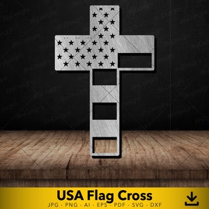 Cross with USA Flag svg, United States svg, Cross svg, Flag svg, United States Flag svg, Vector File for Cutting and Engraving, Flag Cross
