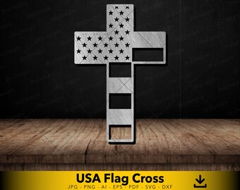 Cross with USA Flag svg, United States svg, Cross svg, Flag svg, United States Flag svg, Vector File for Cutting and Engraving, Flag Cross