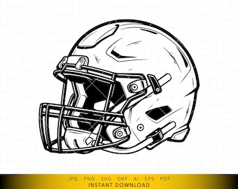 Arquivo SVG de capacete de futebol americano, vetor de capacete de futebol americano, design digital de equipamento esportivo, arquivo vetorial para corte e gravação.