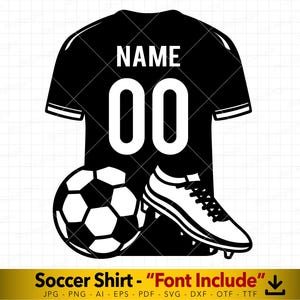 Maglia da calcio in formato SVG, Palla in formato SVG, Silhouette di maglia da calcio, Vettore di calcio, Maglietta da calcio in formato Cricut, File vettoriale per taglio e incisione