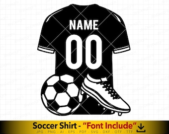 サッカージャージ（SVG）、ボール（SVG）、サッカージャージのシルエット、サッカーベクター、サッカーTシャツ（Cricut）、カッティングと彫刻用のベクターファイル