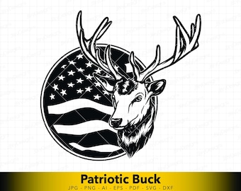 Patriotic Deer Circle SVG | Wavy USA Flag Buck Design | Wildlife Hunting Cut File for Cricut, CNC & Laser Engraving
