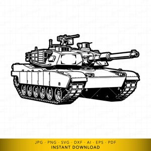 May include: A monochrome illustration of a military tank, showing a side profile with a long gun barrel, turrets, and detailed track wheels. The tank's armored body and weaponry are clearly visible. The image is a digital graphic.