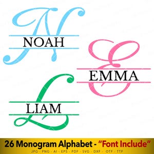Monogram Alphabet SVG, Split Monogram Alphabet SVG, Split Monogram Frame Alphabet SVG, 26 Individual Silhouette Alphabet, Cricut Cut File