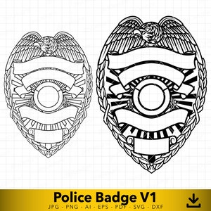 Blank Police Badge svg, eagle on top of police badge , Police officer svg, Custom badge svg, Vector File for Cutting and Engraving