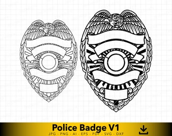 Blank Police Badge svg, eagle on top of police badge , Police officer svg, Custom badge svg, Vector File for Cutting and Engraving