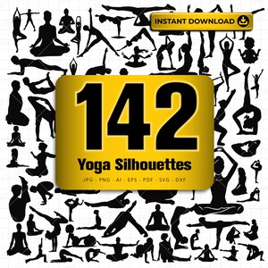 Yoga svg, Pack 142 Yoga svg, Exercise svg, Yoga Silhouette, Stretching svg, Meditation svg, Vector file for cutting and engraving