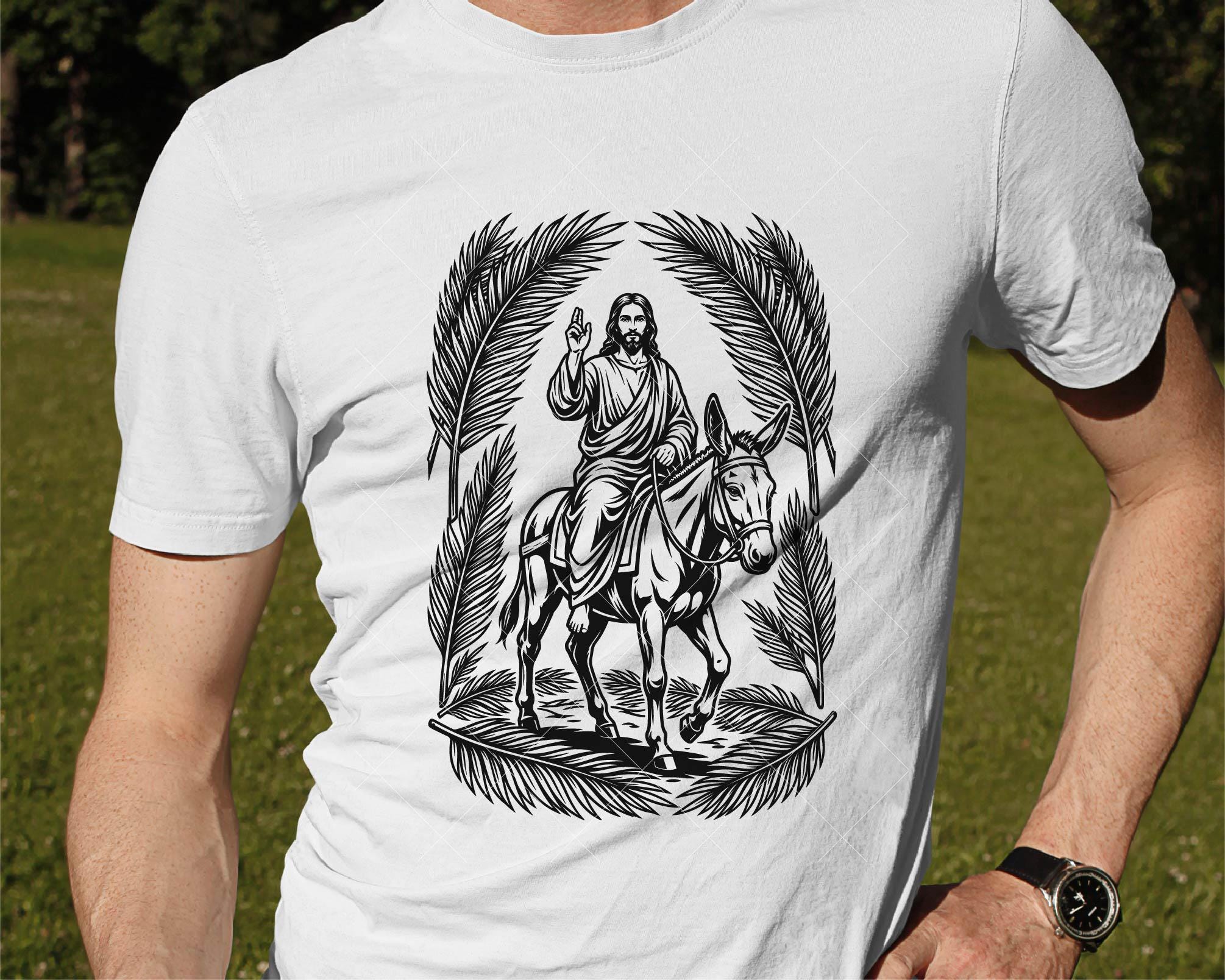 Palm Sunday SVG, Jesus Riding Donkey Digital Cut File, Christian Holy ...