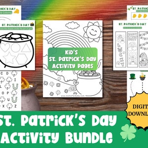 St. Patrick&#39;s Day Preschool Printable Activity Bundle, Homeschool Worksheet, Toddler Printable, Tracing, Coloring Pages, St. Patty&#39;s Day