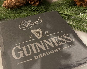 Guinness Slate Coaster – Rustic Stone Drink Coaster for Beer Lovers, Irish Pub Barware, Guinness Fan Gift, Home Bar Decor, gift for him