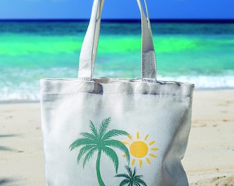 Personalised Palm Tree Tote Bag, Custom Beach Bag