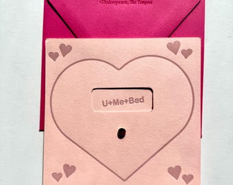 Interactive Valentine’s Day Card | Letterpress 6x6 |Multiple Color Choice