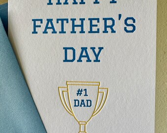 Letterpress Father's Day Card, Father's Day #1 Dad card, Happy Father's Day card