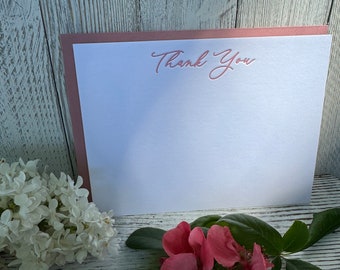 Letterpress Thank You Notecard Set: Dusty Rose Ink, Cotton A2 Cards