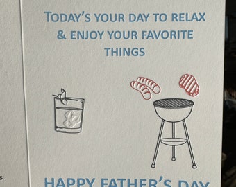 Father's Day Card, Letterpress Happy Father's Day Greeting Card, Dad's Favorite Things Card