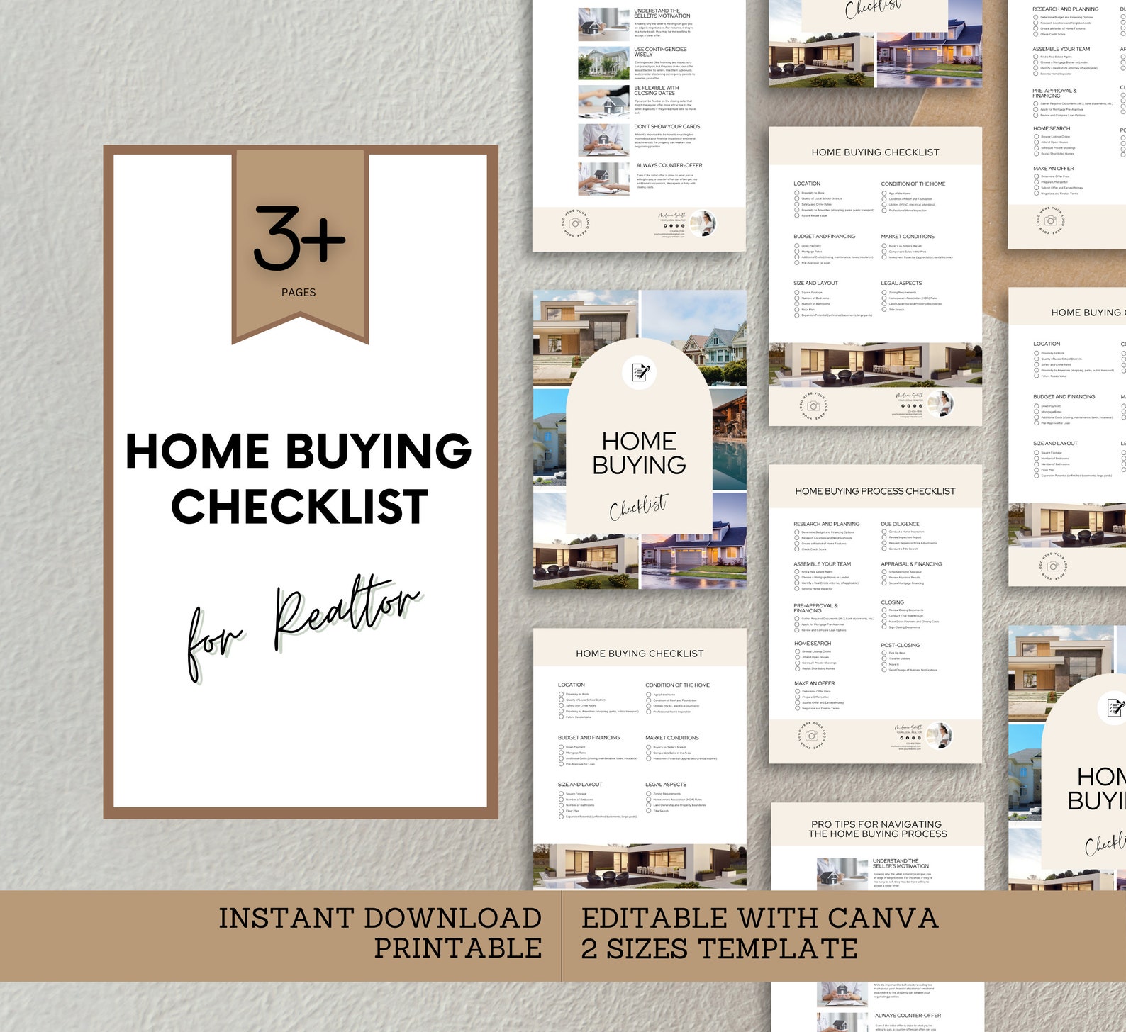 Purchase Checklist Example Home Buying Checklist Template for Realtor, Real Estate Agent, Buyer ...