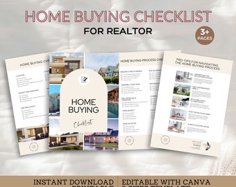 Home Buying Checklist Template for Realtor, Real Estate Agent, Buyer Guide, Home Search List, Business, Edit Canva 2 Sizes, Printable, SR02