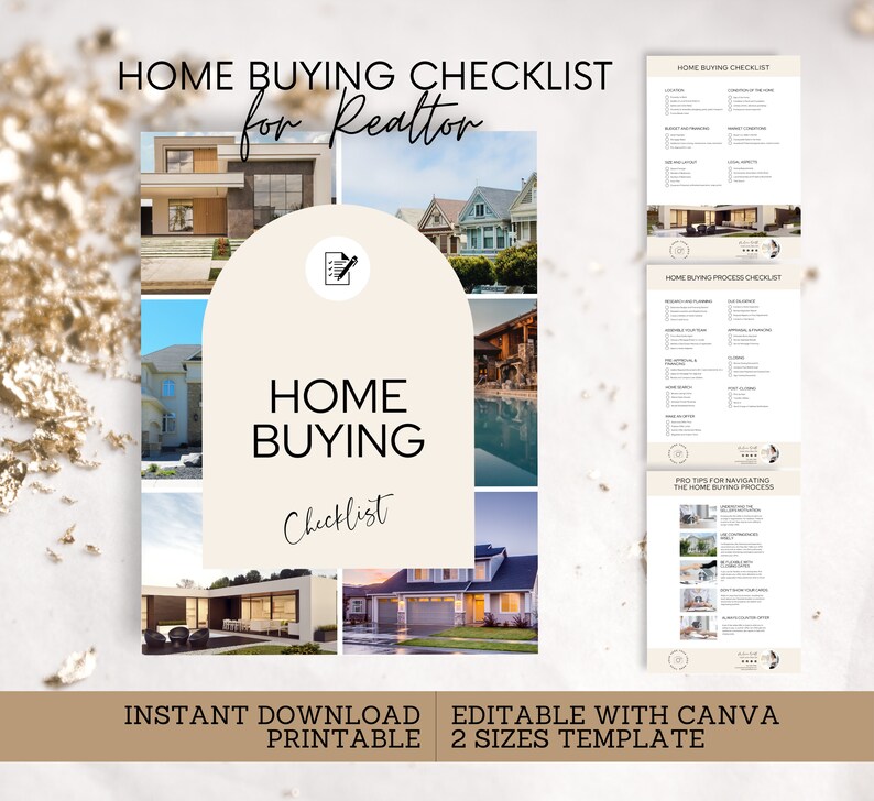 Home Buying Checklist Template for Realtor, Real Estate Agent, Buyer ...