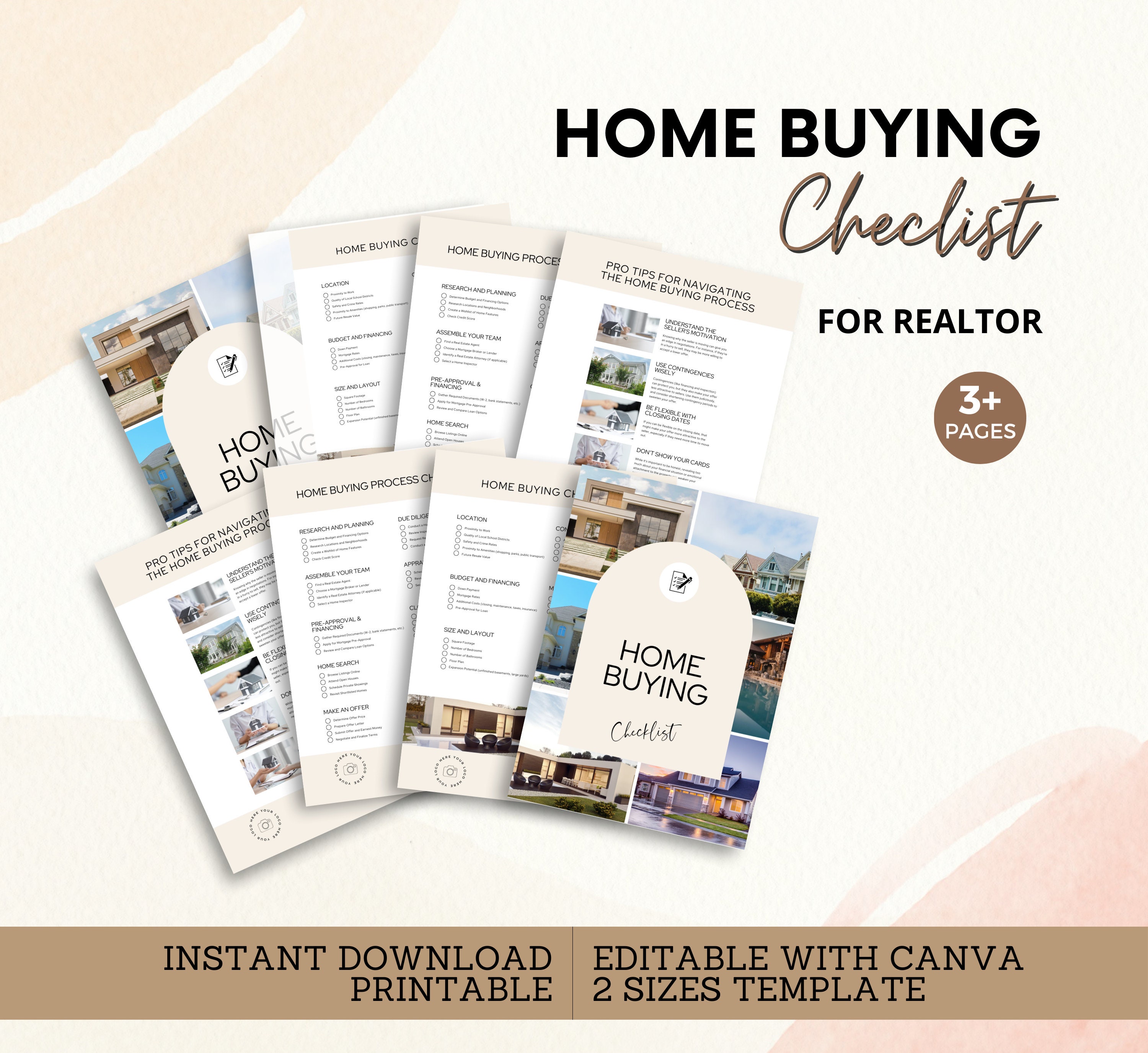 Home Buying Checklist Template for Realtor, Real Estate Agent, Buyer ...